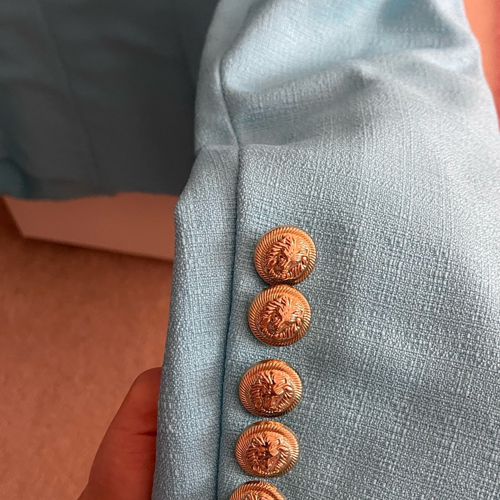 Elegant Blue Double-Breasted Women's Blazer - Picture 3 of 4